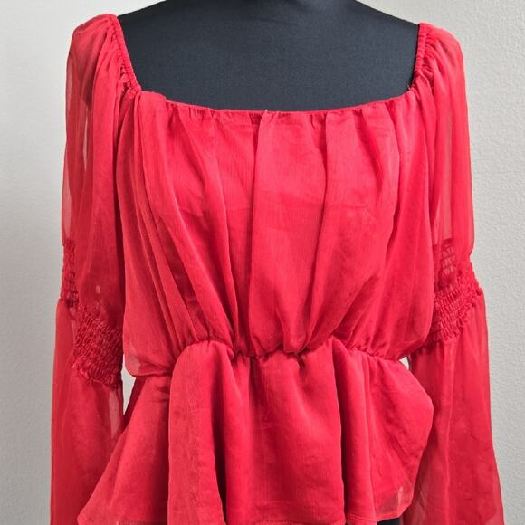 Red Sheer Peplum Top – Women’s XL - Picture 1 of 6